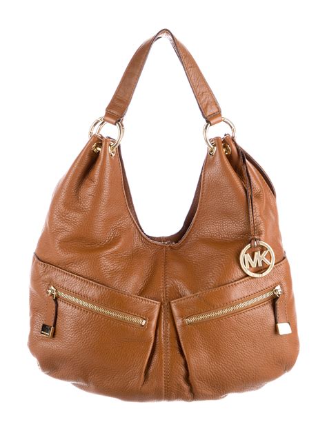 michael kors brown leather hobo bag buckle straps|Michael Kors Vintage Brown Leather Hobo Bag .